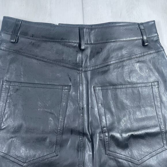 Helmut Lang Women's 2 Patent Lamb Leather Mini Skirt High Rise Button Fly - Picture 5 of 13